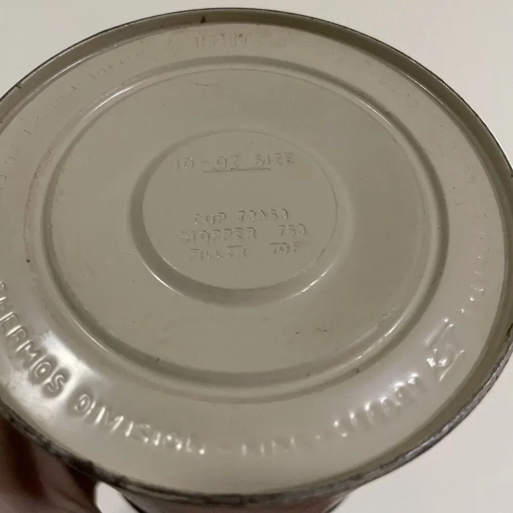 VINTAGE 1970s Wood Grain Thermos King Seeley 10oz Metal 73A63 763 70F Hot & Cold
